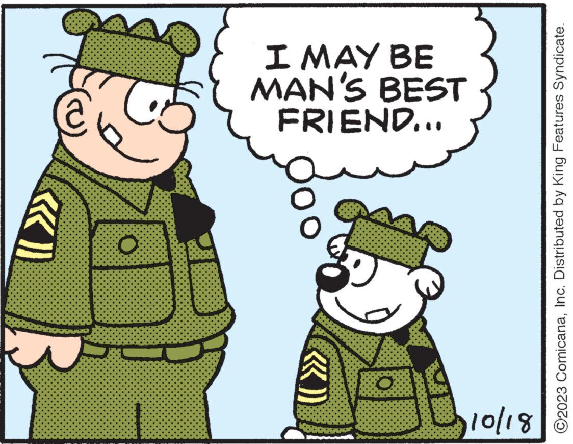 Happy OCR: C € O I MAY BE MAN'S BEST FRIEND... O 110/18 ?2023 ComicanaInc. Distributed by King Features Syndicate. C € O I MAY BE MAN'S BEST FRIEND ... O 110/18 ?2023 ComicanaInc. Distributed by King Features Syndicate .
