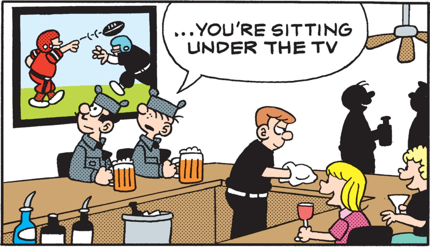 Illustration OCR: MODO ------ S la 5380 ...YOU'RE SITTING UNDER THE TV MODO ------ S la 5380 ... YOU'RE SITTING UNDER THE TV