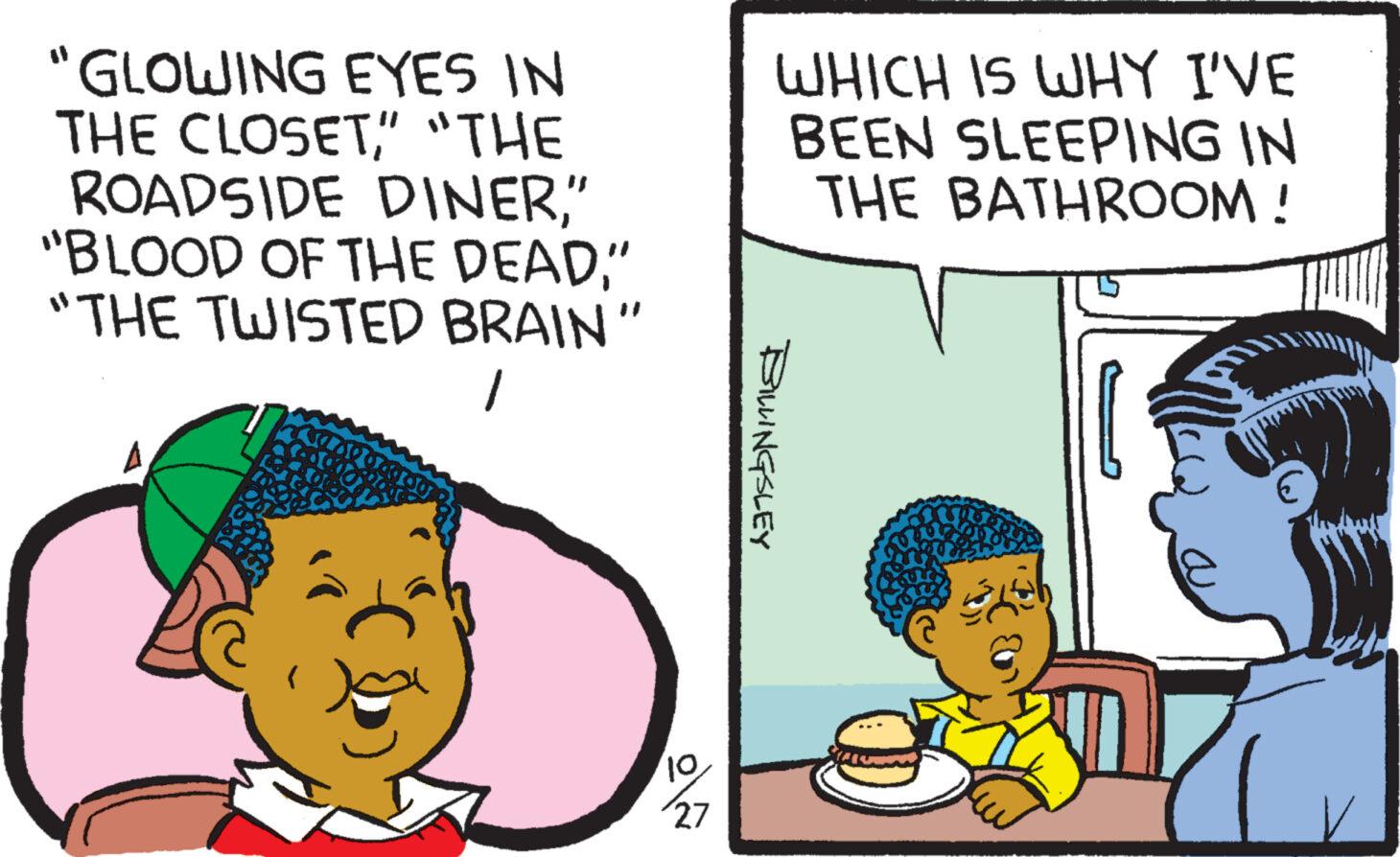 Gesture OCR: "GLOWING EYES IN THE CLOSET" "THE ROADSIDE DINER" "BLOOD OF THE DEAD" "THE TWISTED BRAIN" 1 10 27 WHICH IS WHY I'VE BEEN SLEEPING IN THE BATHROOM! BILLINGSLEY € " GLOWING EYES IN THE CLOSET" " THE ROADSIDE DINER" " BLOOD OF THE DEAD" " THE TWISTED BRAIN " 1 10 27 WHICH IS WHY I'VE BEEN SLEEPING IN THE BATHROOM ! BILLINGSLEY €