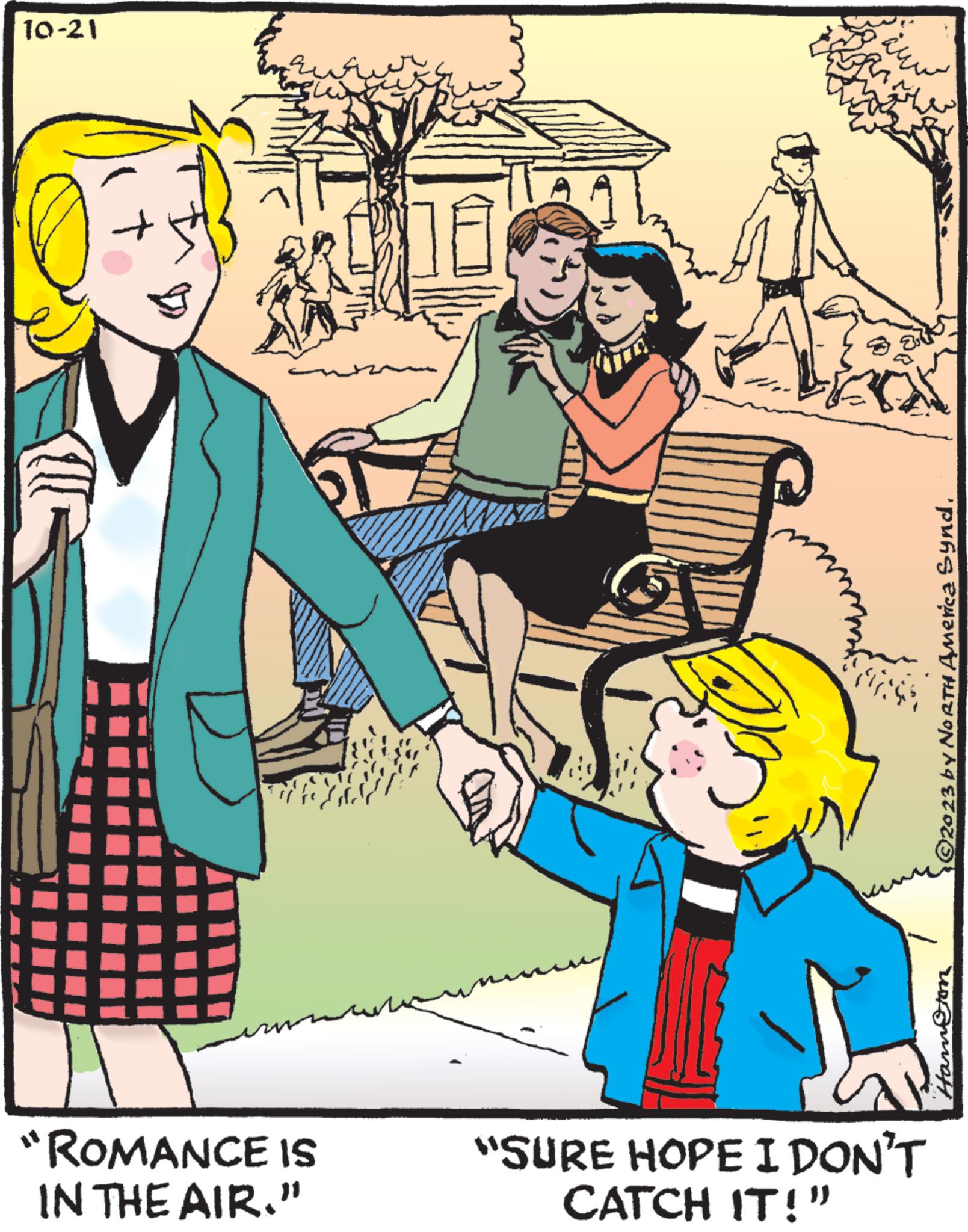 Rectangle OCR: 10-21 zing "ROMANCE IS IN THE AIR." ???? “SURE HOPE I DON'T CATCH IT!" ©2023 by NORTH America Synd. Hamton 10-21 zing " ROMANCE IS IN THE AIR . " ???? “ SURE HOPE I DON'T CATCH IT ! " © 2023 by NORTH America Synd . Hamton