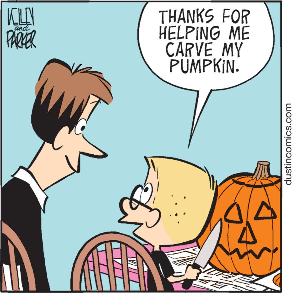 Happy OCR: KILO PARKER and THANKS FOR HELPING ME CARVE MY PUMPKIN. dustincomics.com KILO PARKER and THANKS FOR HELPING ME CARVE MY PUMPKIN . dustincomics.com