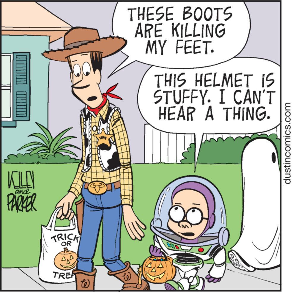 Gesture OCR: KOLO PARKER TRICK OR AA TREA W THESE BOOTS ARE KILLING MY FEET. W THIS HELMET IS STUFFY. I CAN'T HEAR A THING. dustincomics.com KOLO PARKER TRICK OR AA TREA W THESE BOOTS ARE KILLING MY FEET . W THIS HELMET IS STUFFY . I CAN'T HEAR A THING . dustincomics.com