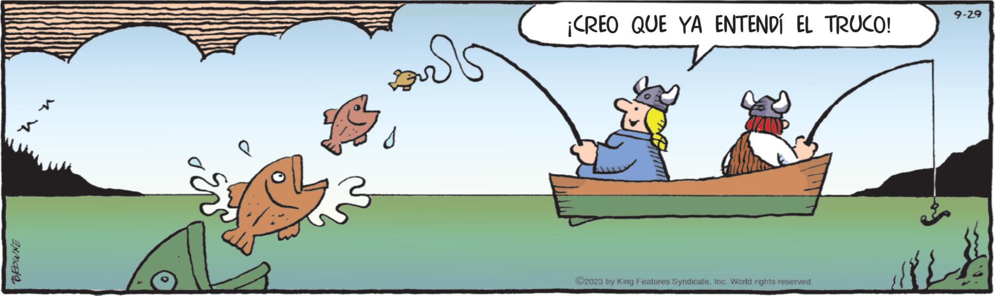 Rectangle OCR: BROWNE V 0???? ¡CREO QUE YA ENTENDÍ EL TRUCO! ?2023 by King Features Syndicate. Inc. World rights reserved. 9-29 BROWNE V 0 ???? ¡ CREO QUE YA ENTENDÍ EL TRUCO ! ?2023 by King Features Syndicate . Inc. World rights reserved . 9-29