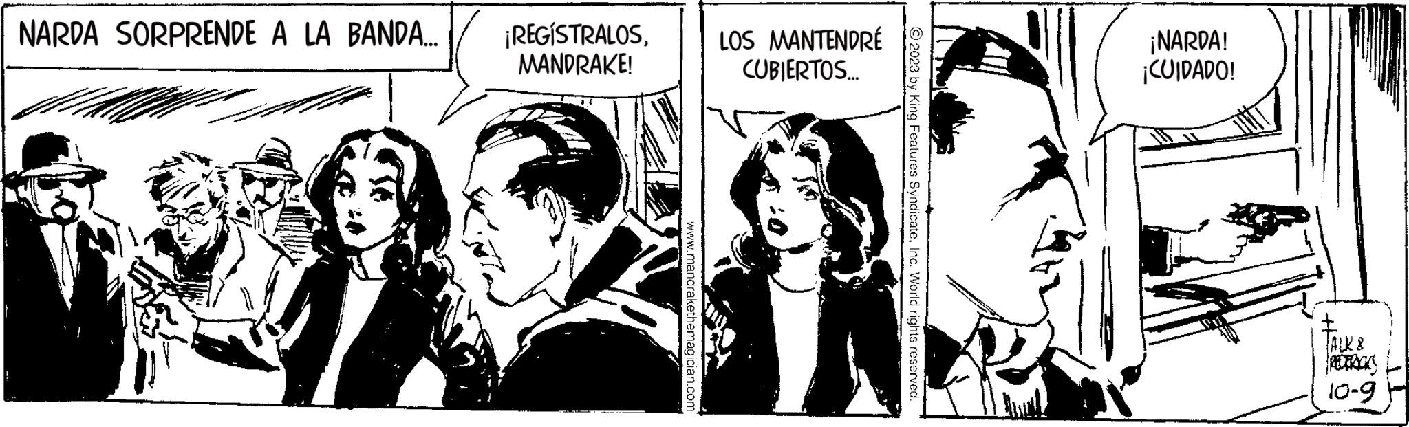 Fictional character OCR: NARDA SORPRENDE A LA BANDA... ¡REGÍSTRALOSMANDRAKE! LOS MANTENDRÉ CUBIERTOS... ¡NARDA! ¡CUIDADO! ALK & POTROKS 10-9 NARDA SORPRENDE A LA BANDA ... ¡ REGÍSTRALOSMANDRAKE ! LOS MANTENDRÉ CUBIERTOS ... ¡ NARDA ! ¡ CUIDADO ! ALK & POTROKS 10-9