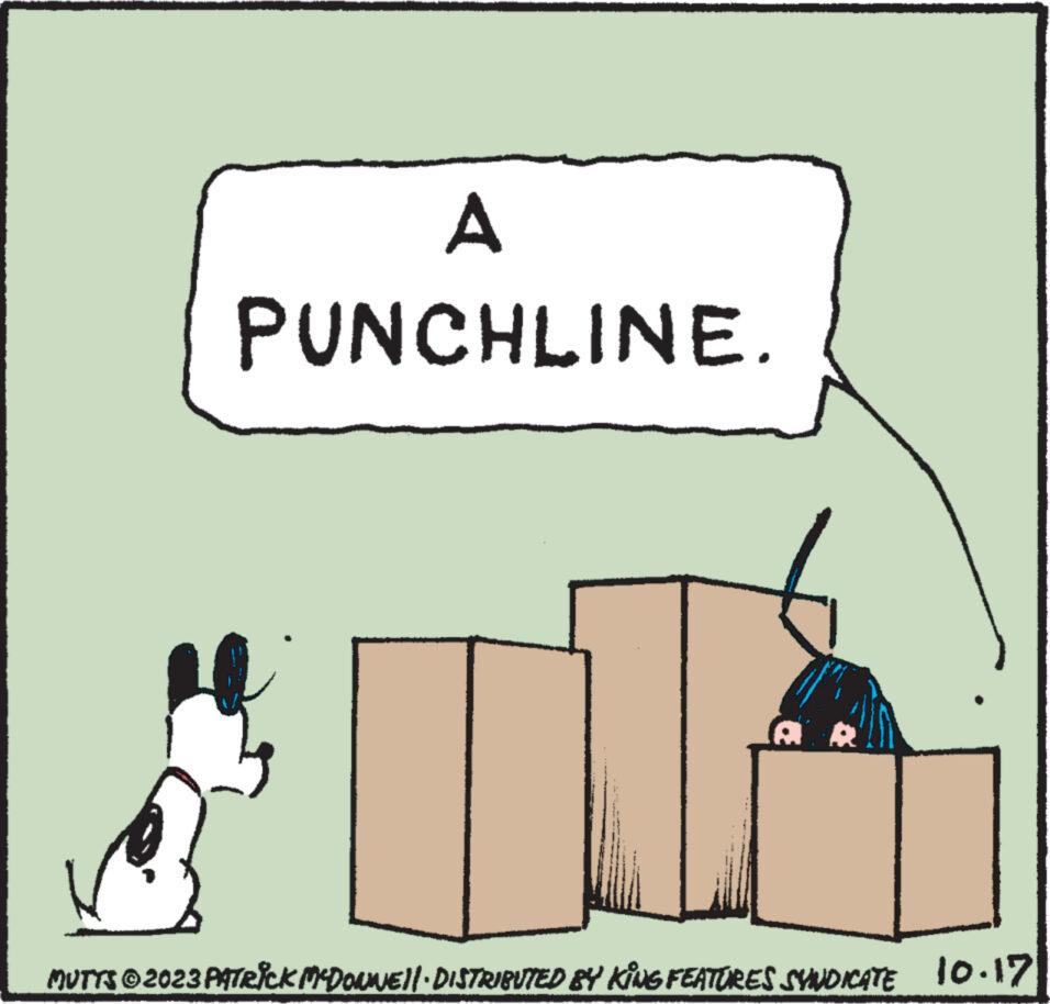 Slope OCR: A PUNCHLINE. AR MUTTS © 2023 PATRICK MCDONNE||· DISTRIBUTED BY KING FEATURES SYNDICATE 10.17 A PUNCHLINE . AR MUTTS © 2023 PATRICK MCDONNE || · DISTRIBUTED BY KING FEATURES SYNDICATE 10.17