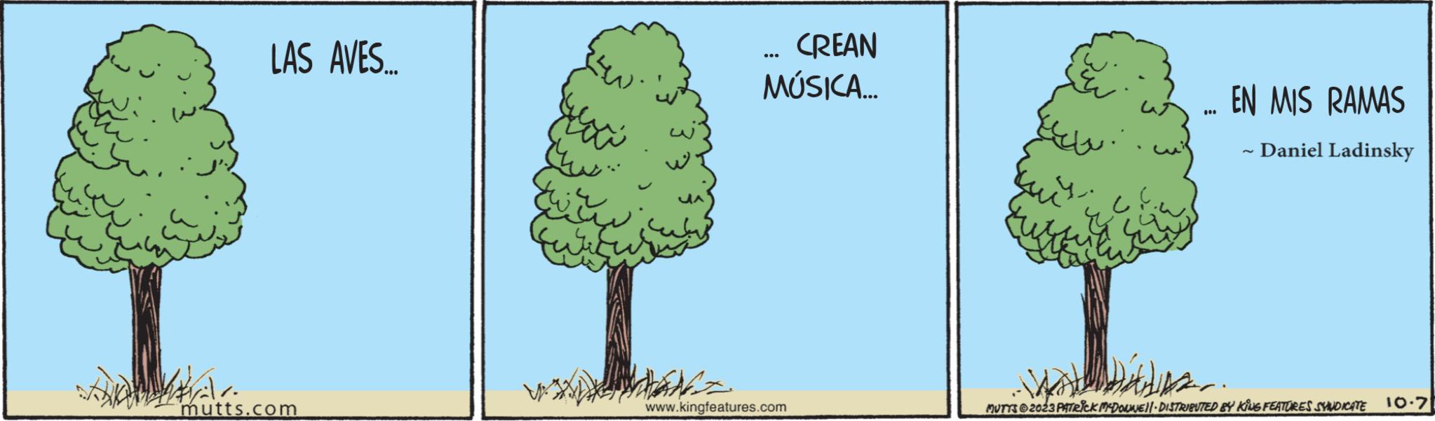 Natural landscape OCR: LAS AVES.... ADA mutts.com CREAN MÚSICA.... ... www.kingfeatures.com ç fun C ... EN MIS RAMAS ~ Daniel Ladinsky MUTTS 2023 PATRICK MYDOUNE!|- DISTRIBUTED BY KING FEATURES SYNDICATE 10.7 LAS AVES .... ADA mutts.com CREAN MÚSICA .... ... www.kingfeatures.com ç fun C ... EN MIS RAMAS ~ Daniel Ladinsky MUTTS 2023 PATRICK MYDOUNE ! | - DISTRIBUTED BY KING FEATURES SYNDICATE 10.7