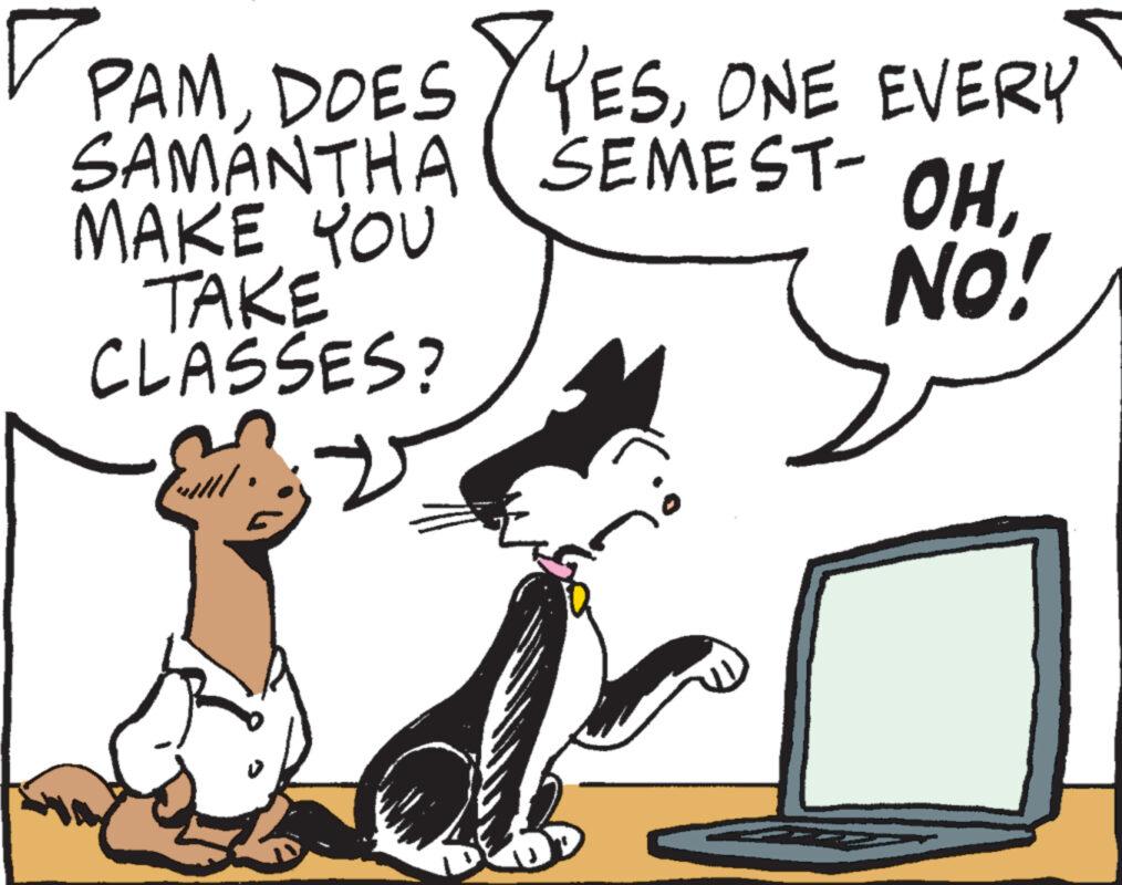 Font OCR: SAMANTHA PAMONE EVERY SEMEST- OHNO! MAKE YOU TAKE CLASSES? //// . 5 SAMANTHA PAMDOES Y YESONE EVERY SEMEST- OHNO ! MAKE YOU TAKE CLASSES ? //// . 5