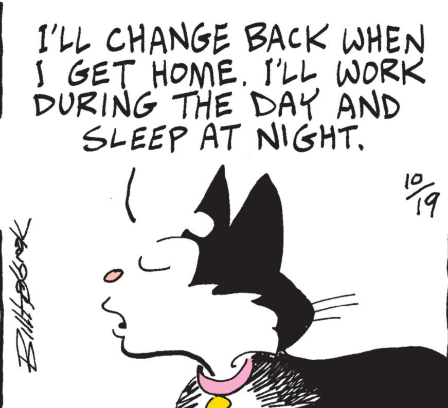 Illustration OCR: Billabon I'LL CHANGE BACK WHEN I GET HOME. I'LL WORK DURING THE DAY AND SLEEP AT NIGHT. 0 ela Billabon I'LL CHANGE BACK WHEN I GET HOME . I'LL WORK DURING THE DAY AND SLEEP AT NIGHT . 0 ela