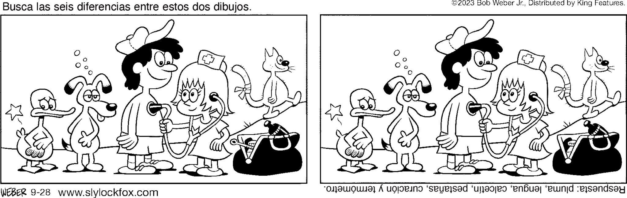 Font OCR: Busca las seis diferencias entre estos dos dibujos. Had WEBER 9-28 www.slylockfox.com ?2023 Bob Weber Jr.Distributed by King Features. a sad urtoren enfuýj ‘ewned enda Busca las seis diferencias entre estos dos dibujos . Had WEBER 9-28 www.slylockfox.com ?2023 Bob Weber Jr.Distributed by King Features . a sad urtoren enfuýj ‘ ewned enda