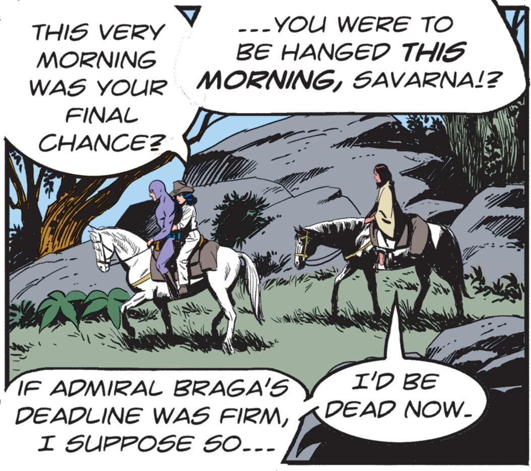 Adaptation OCR: THIS VERY ---YOU WERE TO MORNING BE HANGED THIS WAS YOUR MORNINGSAVARNA!? FINAL CHANCE? IF ADMIRAL BRAGA'S DEADLINE WAS FIRMI SUPPOSE SO... I'D BE DEAD NOW. THIS VERY --- YOU WERE TO MORNING BE HANGED THIS WAS YOUR MORNINGSAVARNA !? FINAL CHANCE ? IF ADMIRAL BRAGA'S DEADLINE WAS FIRMI SUPPOSE SO ... I'D BE DEAD NOW .