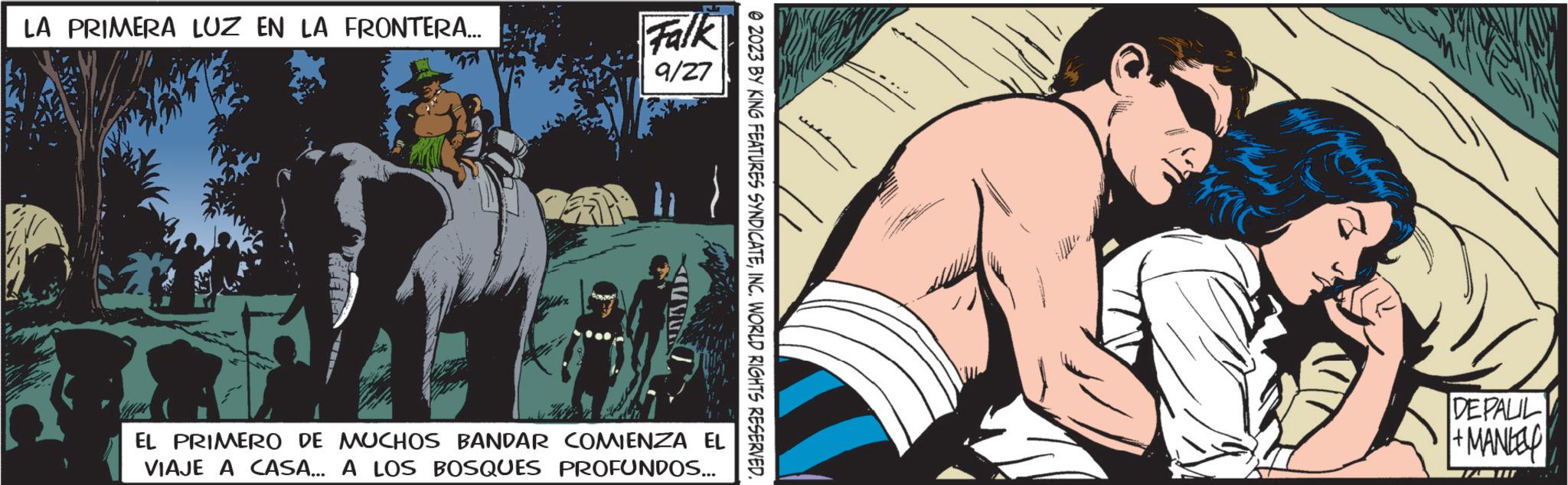 Fiction OCR: LA PRIMERA LUZ EN LA FRONTERA... Falk 9/27 ASSOR EL PRIMERO DE MUCHOS BANDAR COMIENZA EL VIAJE A CASA... A LOS BOSQUES PROFUNDOS... ?2023 BY KING FEATURES SYNDICATEINC. WORLD RIGHTS RESERVED. T DEPALIL + MANEEL IAIT LA PRIMERA LUZ EN LA FRONTERA ... Falk 9/27 ASSOR EL PRIMERO DE MUCHOS BANDAR COMIENZA EL VIAJE A CASA ... A LOS BOSQUES PROFUNDOS ... ?2023 BY KING FEATURES SYNDICATEINC . WORLD RIGHTS RESERVED . T DEPALIL + MANEEL IAIT