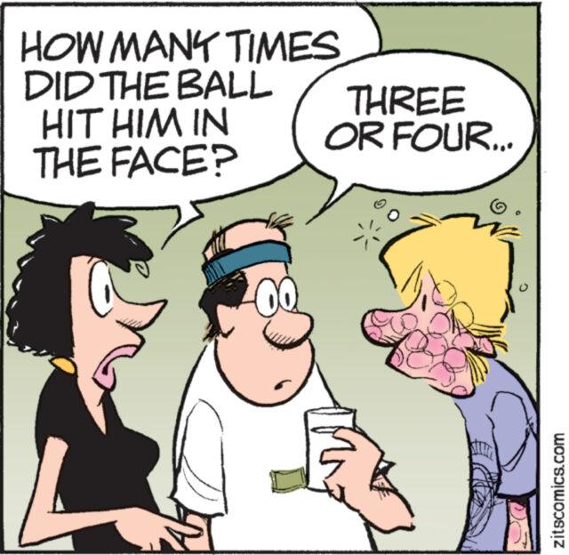 Interaction OCR: HOW MANY TIMES DID THE BALL HIT HIM IN THE FACE? 00 THREE OR FOUR... zitscomics.com HOW MANY TIMES DID THE BALL HIT HIM IN THE FACE ? 00 THREE OR FOUR ... zitscomics.com