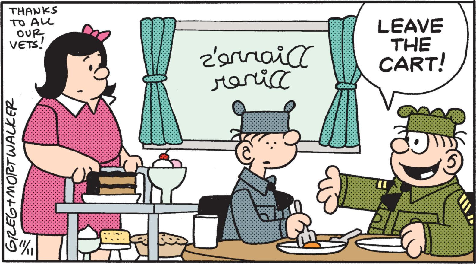Interaction OCR: THANKS TO ALL OUR VETS! GREG+MORT WALKER 51/1 % z'ennaic renicc 2 LEAVE THE CART! 110 THANKS TO ALL OUR VETS ! GREG + MORT WALKER 51/1 % z'ennaic renicc 2 LEAVE THE CART ! 110