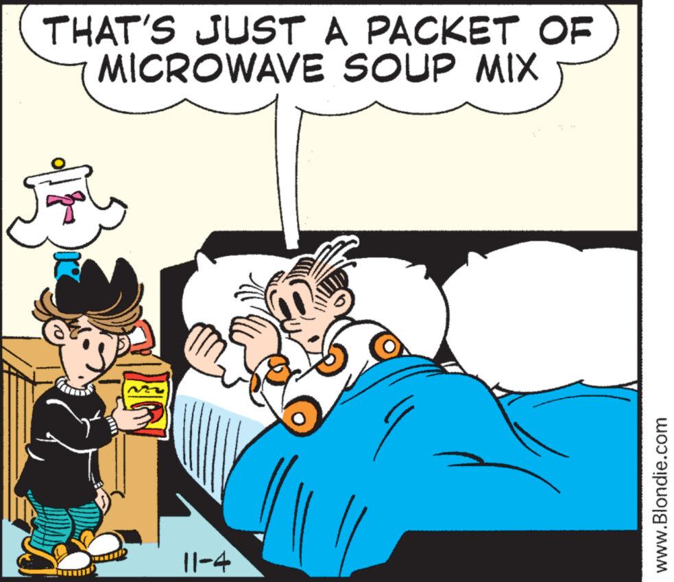 Parallel OCR: THAT'S JUST A PACKET OF MICROWAVE SOUP MIX ??? 11-4 www.Blondie.com THAT'S JUST A PACKET OF MICROWAVE SOUP MIX ??? 11-4 www.Blondie.com