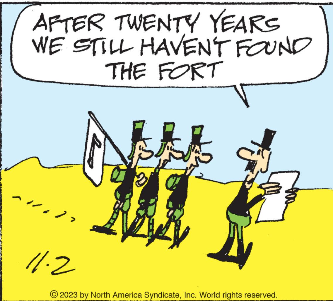 Musical instrument OCR: AFTER TWENTY YEARS WE STILL HAVEN'T FOUND THE FORT 11.77 11.2 P LAA 11 2 Fj 2023 by North America SyndicateInc. World rights reserved. AFTER TWENTY YEARS WE STILL HAVEN'T FOUND THE FORT 11.77 11.2 P LAA 11 2 Fj 2023 by North America SyndicateInc. World rights reserved .
