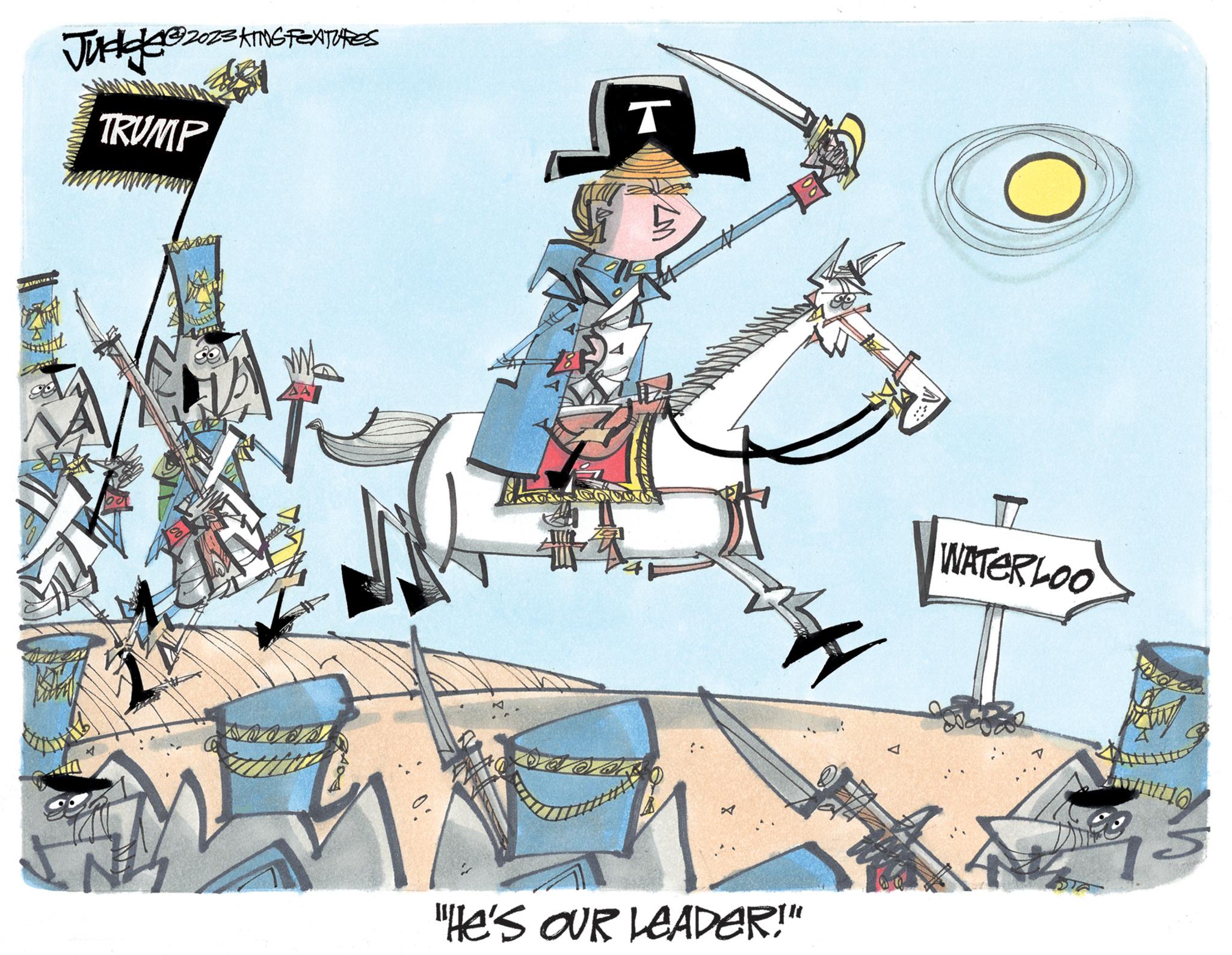 Fiction OCR: Aati S Judga32023 TRUMP RELAT N2 2023 KING FEATURES T BA "He's OUR LEADER!" WATERLOO B WILLO 15 Aati S Judga32023 TRUMP RELAT N2 2023 KING FEATURES T BA " He's OUR LEADER ! " WATERLOO B WILLO 15