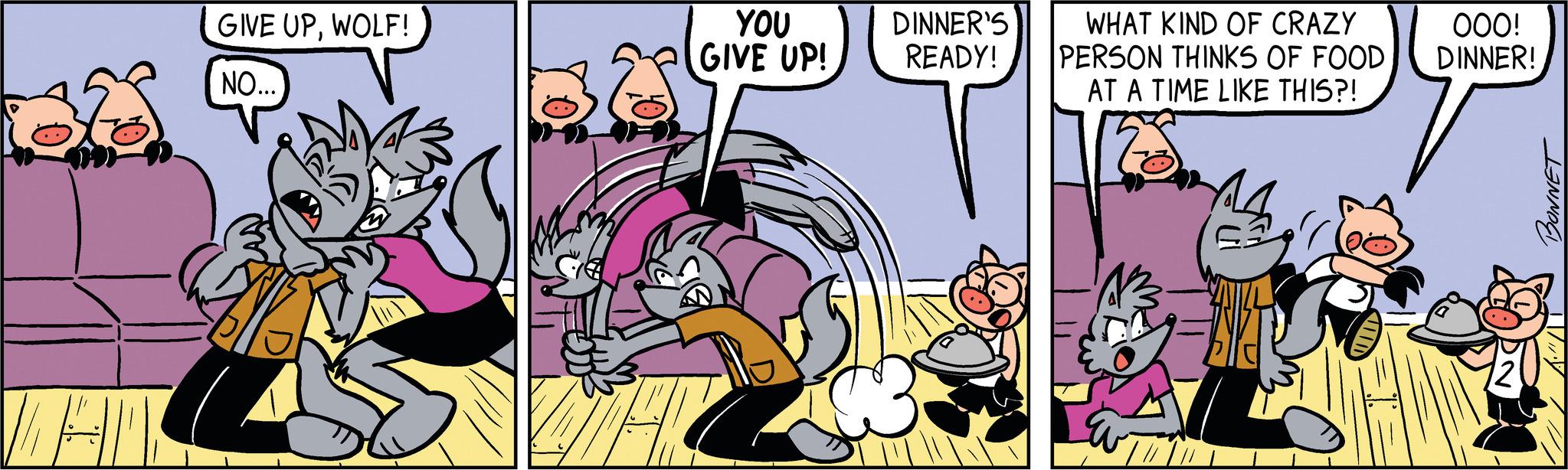 Parallel OCR: 25 GIVE UPWOLF! NO... YOU GIVE UP! DINNER'S READY! WHAT KIND OF CRAZY PERSON THINKS OF FOOD AT A TIME LIKE THIS?! 14 OOO! DINNER! BONNET 25 GIVE UPWOLF ! NO ... YOU GIVE UP ! DINNER'S READY ! WHAT KIND OF CRAZY PERSON THINKS OF FOOD AT A TIME LIKE THIS ?! 14 OOO ! DINNER ! BONNET