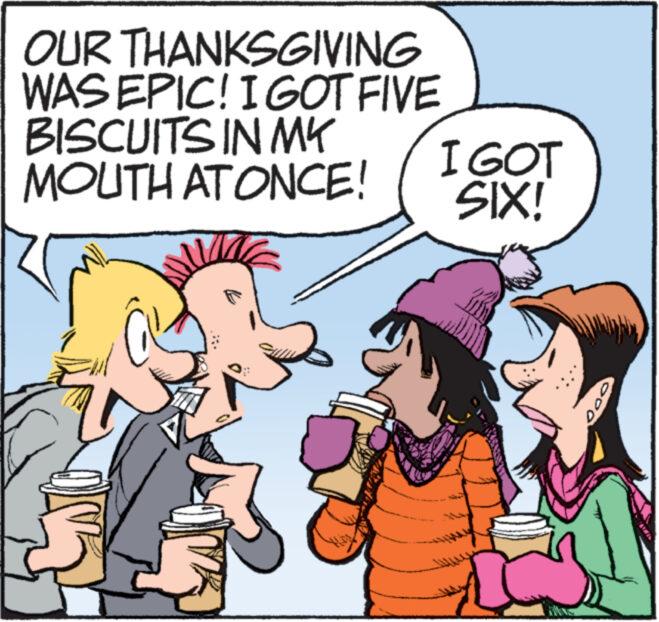 Font OCR: OUR THANKSGIVING WAS EPIC! I GOT FIVE BISCUITS IN MK MOUTH AT ONCE! I GOT SIX! D OUR THANKSGIVING WAS EPIC ! I GOT FIVE BISCUITS IN MK MOUTH AT ONCE ! I GOT SIX ! D