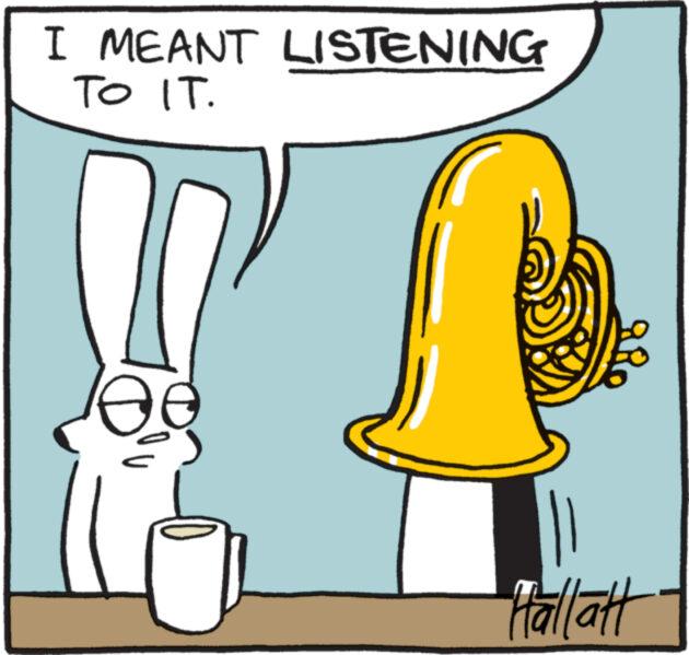 Rectangle OCR: I MEANT LISTENING TO IT. Hallatt I MEANT LISTENING TO IT . Hallatt