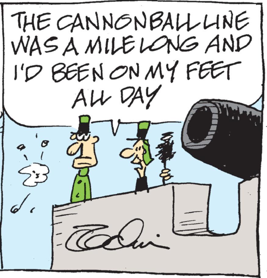 Illustration OCR: THE CANNONBALL LINE WAS A MILE LONG AND I'D BEEN ON MY FEET ALL DAY v ???? ?? 351 CES Tadui 0 THE CANNONBALL LINE WAS A MILE LONG AND I'D BEEN ON MY FEET ALL DAY v ???? ?? 351 CES Tadui 0