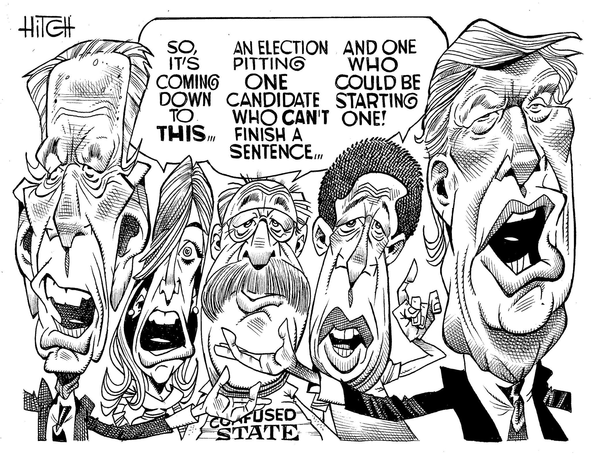 Monochrome OCR: HiTGH DO SOIT'S COMING DOWN TO THIS AN ELECTION AND ONE PITTING ONE WHO COULD BE CANDIDATE STARTING WHO CAN'T ONE! FINISH A SENTENCE.LT CONFUSED STATE We 1440 + F HiTGH DO SOIT'S COMING DOWN TO THIS AN ELECTION AND ONE PITTING ONE WHO COULD BE CANDIDATE STARTING WHO CAN'T ONE ! FINISH A SENTENCE.LT CONFUSED STATE We 1440 + F