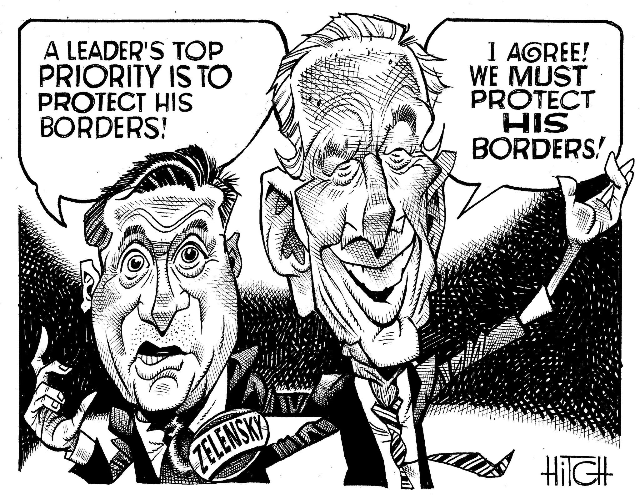 Art OCR: A LEADER'S TOP PRIORITY IS TO PROTECT HIS BORDERS! ZELENSKY AL MY A Wed I AGREE! WE MUST PROTECT HIS BORDERS! HITCH A LEADER'S TOP PRIORITY IS TO PROTECT HIS BORDERS ! ZELENSKY AL MY A Wed I AGREE ! WE MUST PROTECT HIS BORDERS ! HITCH