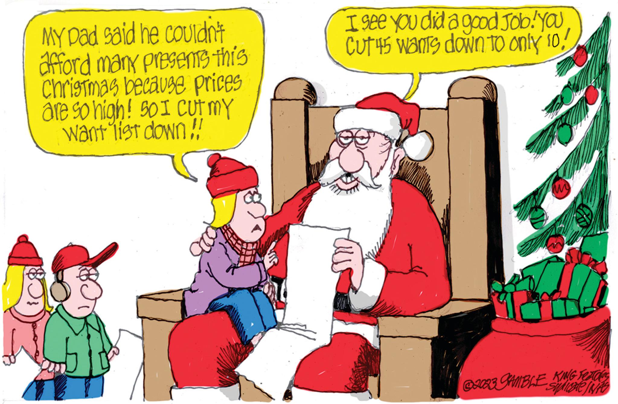 Conversation OCR: My Dad said he couldn't afford many presents this Christmas because prices are so high! so I CUT MY want list down!! I see you did a good job. You CUT 45 Wants down to only 10m @2083 GAMBLE KING FEAT da -Sudicore INAS My Dad said he couldn't afford many presents this Christmas because prices are so high ! so I CUT MY want list down !! I see you did a good job . You CUT 45 Wants down to only 10m @ 2083 GAMBLE KING FEAT da -Sudicore INAS