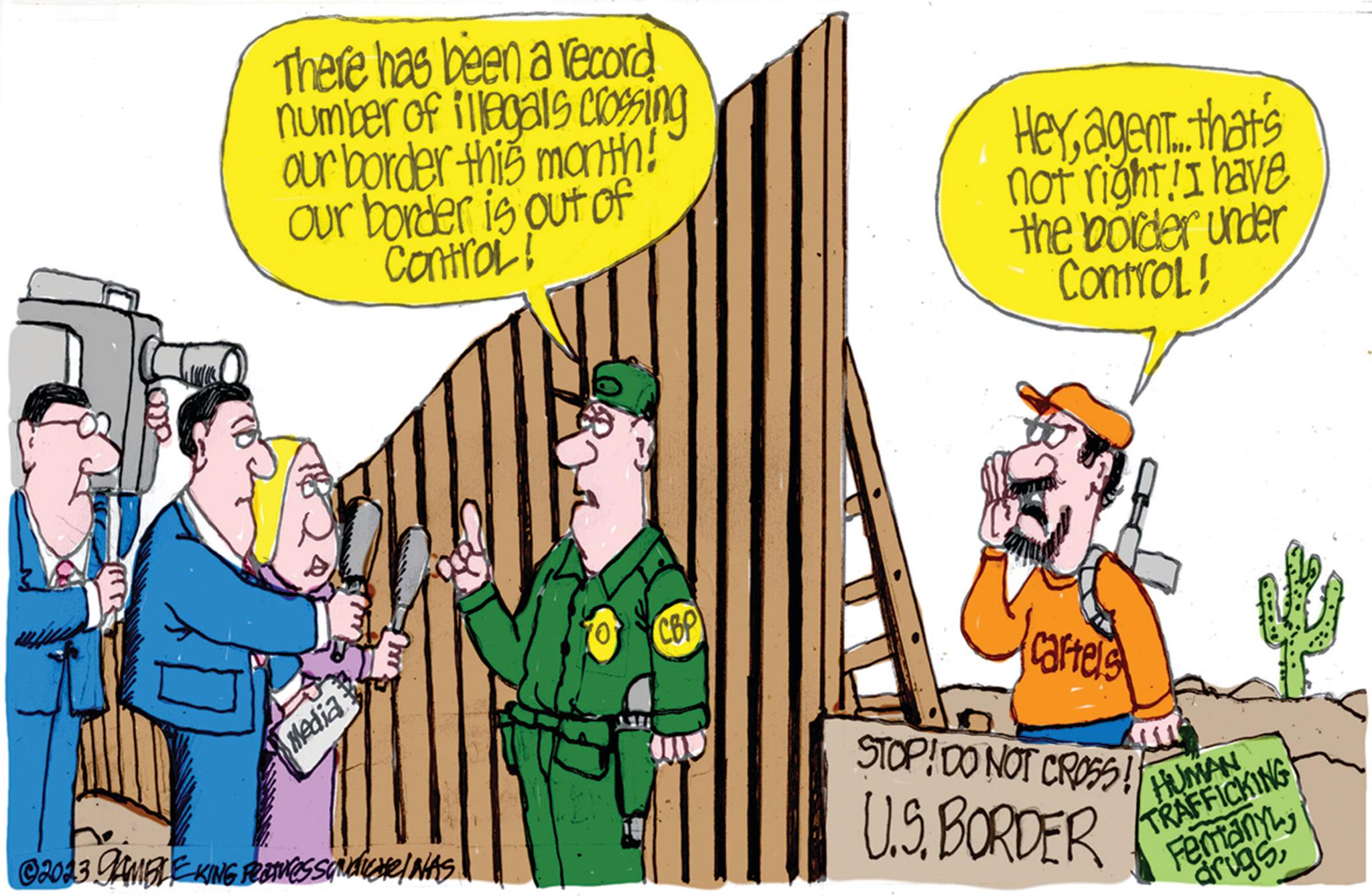 Conversation OCR: There has been a record number of illegals crossing our border this month! our border is out of Control! Media ?2023 AMBLE KING Peatures sanditel WAS 70 CBP Heyagent. that's not right! I have the border under Control! carters STOP! DO NOT CROSS!! U.S. BORDER (11² HUMAN TRAFFICKING Fentanyl drugsThere has been a record number of illegals crossing our border this month ! our border is out of Control ! Media ?2023 AMBLE KING Peatures sanditel WAS 70 CBP Heyagent . that's not right ! I have the border under Control ! carters STOP ! DO NOT CROSS !! U.S. BORDER ( 11² HUMAN TRAFFICKING Fentanyl drugs