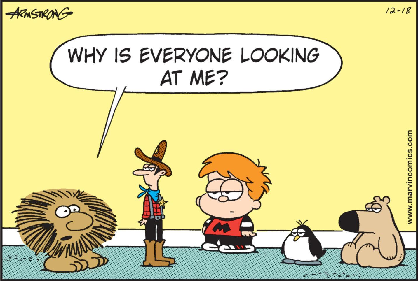 People OCR: ARMSTRONG WHY IS EVERYONE LOOKING AT ME? ? ? 12-18 www.marvincomics.com ARMSTRONG WHY IS EVERYONE LOOKING AT ME ? ? ? 12-18 www.marvincomics.com