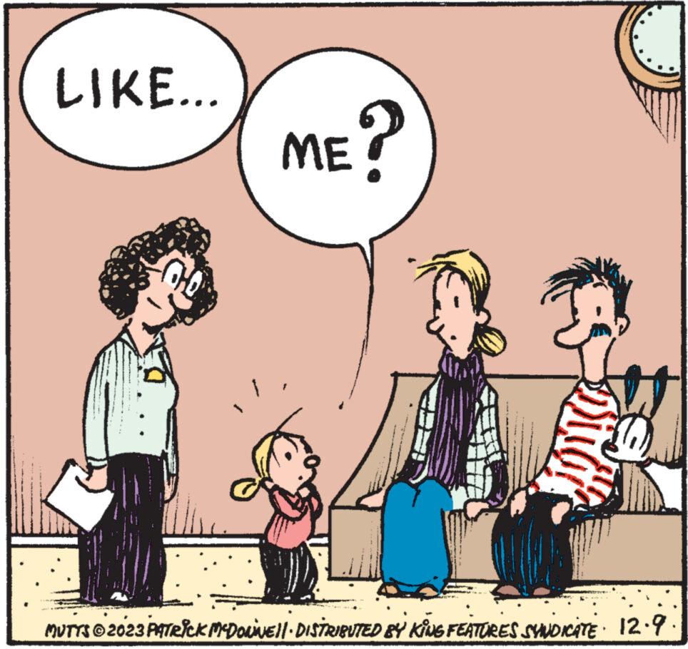 Mammal OCR: LIKE... ME? A MUTTS © 2023 PATRICK MCDONNE||· DISTRIBUTED BY KING FEATURES SYNDICATE 12.9. LIKE ... ME ? A MUTTS © 2023 PATRICK MCDONNE || · DISTRIBUTED BY KING FEATURES SYNDICATE 12.9 .