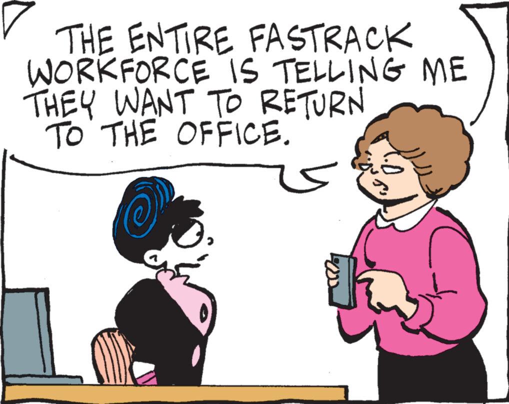 Gesture OCR: THE ENTIRE FASTRACK WORKFORCE IS TELLING ME THEY WANT TO RETURN TO THE OFFICE. THE ENTIRE FASTRACK WORKFORCE IS TELLING ME THEY WANT TO RETURN TO THE OFFICE .