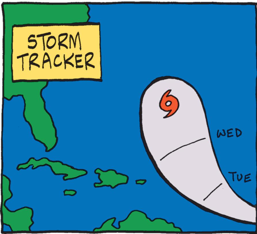 Drawing OCR: STORM TRACKER D WED TUE STORM TRACKER D WED TUE