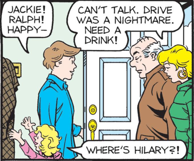 Organism OCR: JACKIE! RALPH! HAPPY- CAN'T TALK. DRIVE WAS A NIGHTMARE. NEED A DRINK! OP DO WHERE'S HILARY?! JACKIE ! RALPH ! HAPPY CAN'T TALK . DRIVE WAS A NIGHTMARE . NEED A DRINK ! OP DO WHERE'S HILARY ?!