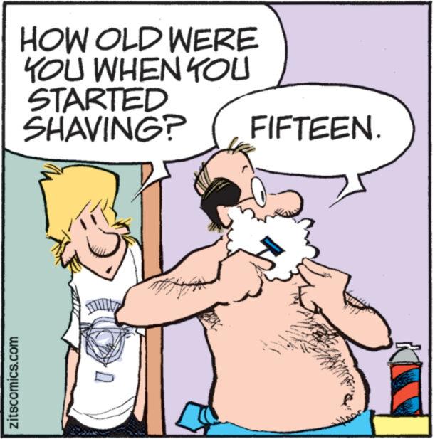 Sharing OCR: zitscomics.com HOW OLD WERE YOU WHEN YOU STARTED SHAVING? ****** www. www **** FIFTEEN. ***** 3 **** zitscomics.com HOW OLD WERE YOU WHEN YOU STARTED SHAVING ? ****** www . www **** FIFTEEN . ***** 3 ****