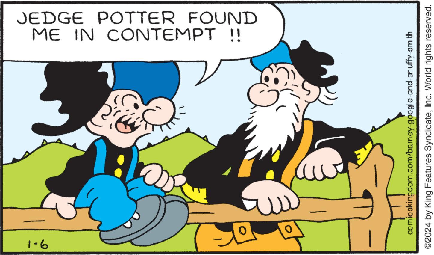 Line OCR: 9-1 ME IN CONTEMPT !! JEDGE POTTER FOUND comicokingdom.com/barney-google-and-snuffy-am th ?2024 by King Features SyndicateInc. World rights reserved. 9-1 ME IN CONTEMPT !! JEDGE POTTER FOUND comicokingdom.com/barney-google-and-snuffy-am th ?2024 by King Features SyndicateInc. World rights reserved .
