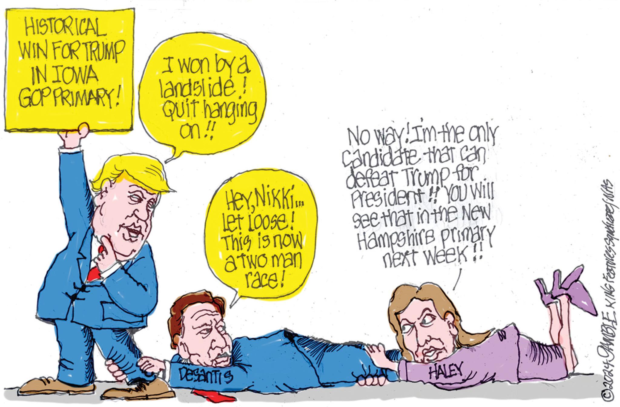 Happy OCR: HISTORICAL WIN FOR TRUMP IN IOWA GOP PRIMARY! I won by a landslide! Quit hanging on !! HeyNikki.. Let Loose! This is now atwo man race! Desantis No way! I'm the only candidate that can defeat Trump for President!! You Will see that in the New Hampshire primary next week!! HALEY ©2024 JAMBLE KING Features Squchiare / NAS HISTORICAL WIN FOR TRUMP IN IOWA GOP PRIMARY ! I won by a landslide ! Quit hanging on !! HeyNikki .. Let Loose ! This is now atwo man race ! Desantis No way ! I'm the only candidate that can defeat Trump for President !! You Will see that in the New Hampshire primary next week !! HALEY © 2024 JAMBLE KING Features Squchiare / NAS