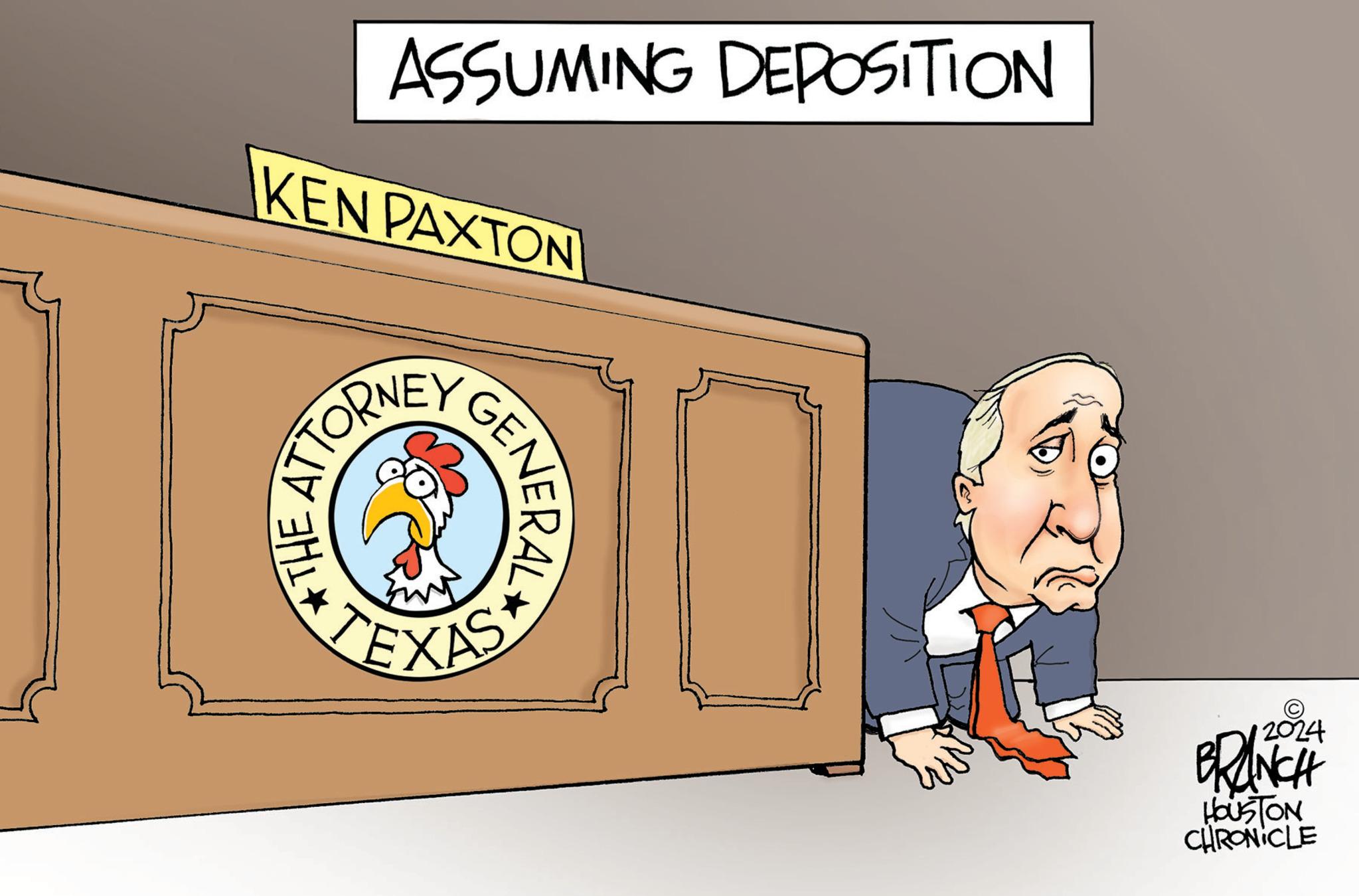 Graphics OCR: ASSUMING DEPOSITION KEN PAXTON THE ATTORNEY GENERAL 2024 BRANCH HOUSTON CHRONICLE ASSUMING DEPOSITION KEN PAXTON THE ATTORNEY GENERAL 2024 BRANCH HOUSTON CHRONICLE