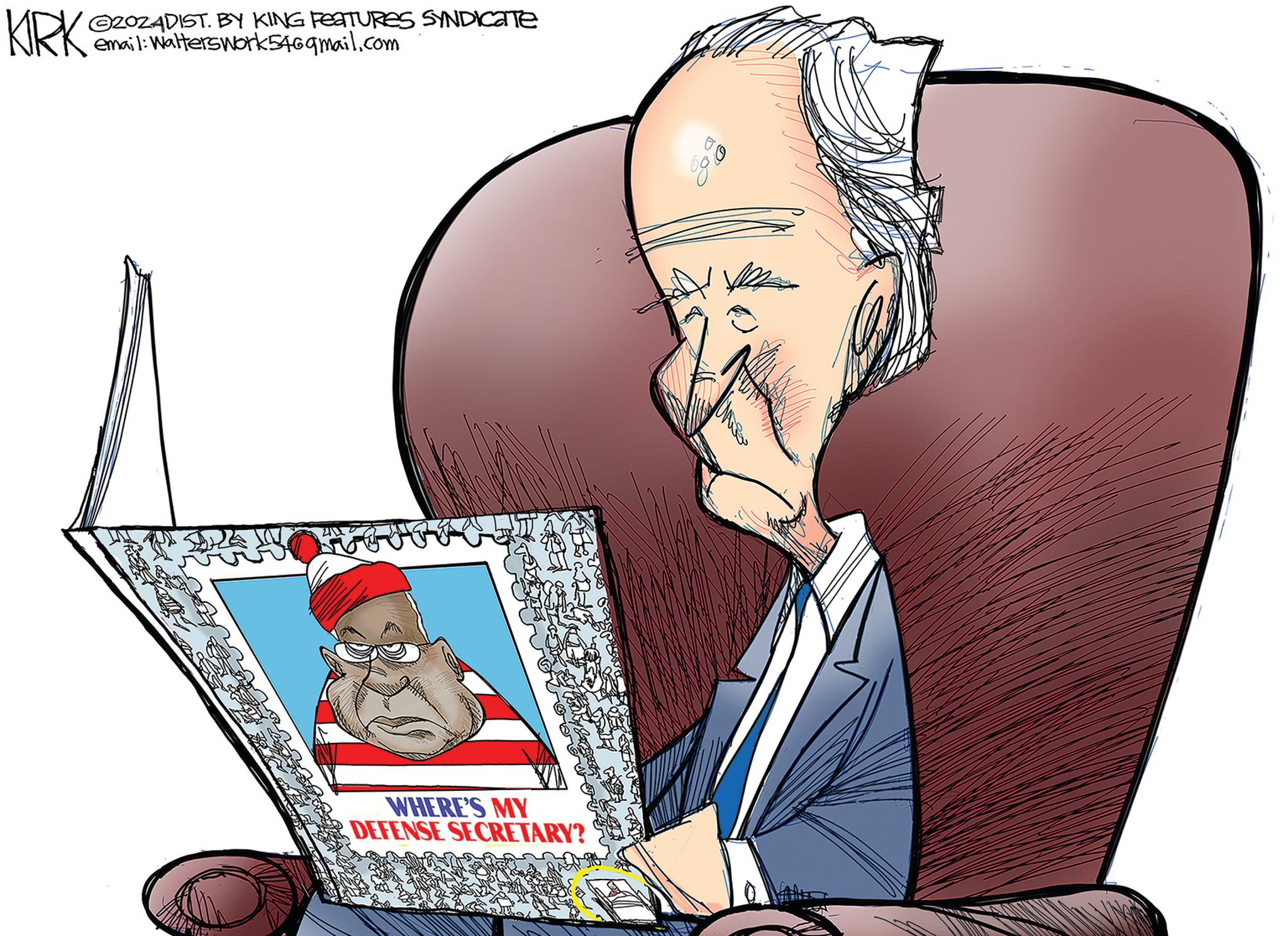 Graphics OCR: KIRK ZOZADIST. BY KING FEATURES SYNDICATE email: Walterswork546gmail.com WHERE'S MY DEFENSE SECRETARY? KIRK ZOZADIST . BY KING FEATURES SYNDICATE email : Walterswork546gmail.com WHERE'S MY DEFENSE SECRETARY ?
