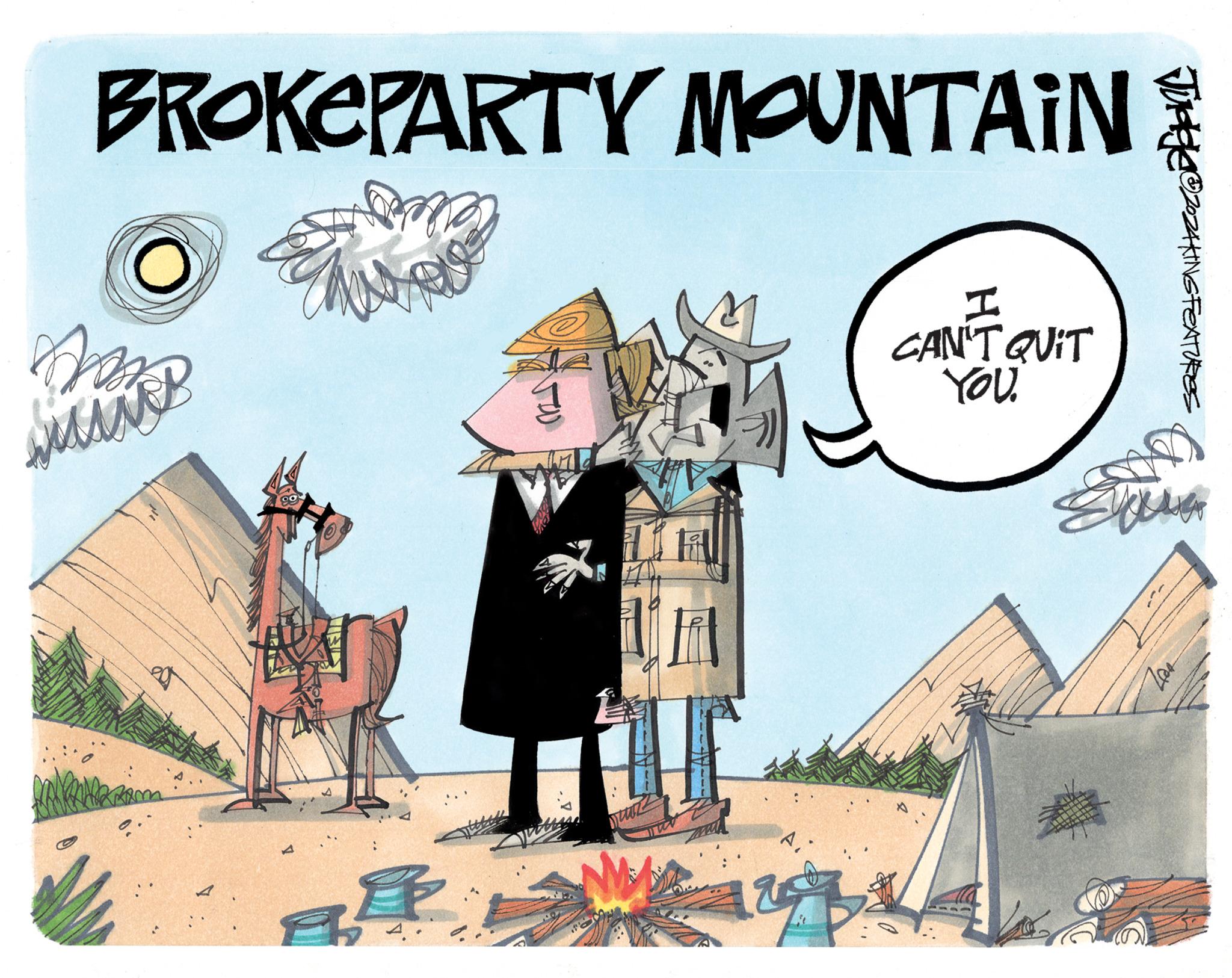 Illustration OCR: BROKEPARTY MOUNTAIN & Dan musi 4 A NE M Hol Judge @2024KING FEATURES I CAN'T QUIT YOU. EMUNG verz BROKEPARTY MOUNTAIN & Dan musi 4 A NE M Hol Judge @ 2024KING FEATURES I CAN'T QUIT YOU . EMUNG verz