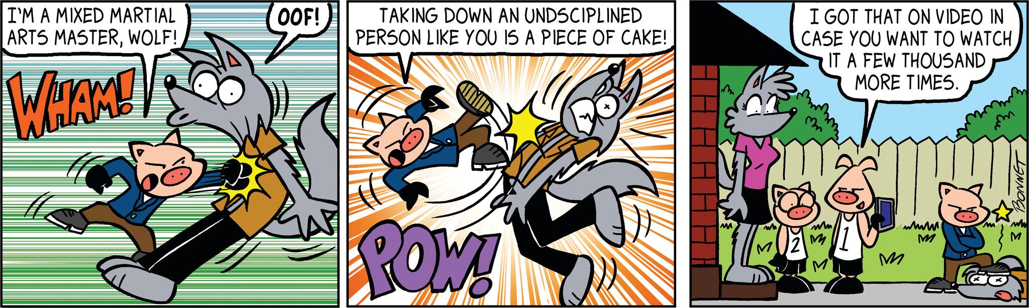 Fiction OCR: I'M A MIXED MARTIAL ARTS MASTERWOLF! WHAM! OOF! TAKING DOWN AN UNDSCIPLINED PERSON LIKE YOU IS A PIECE OF CAKE! POW! M Wo M2 I GOT THAT ON VIDEO IN CASE YOU WANT TO WATCH IT A FEW THOUSAND MORE TIMES. mmm M wwww.. M M mm M I'M A MIXED MARTIAL ARTS MASTERWOLF ! WHAM ! OOF ! TAKING DOWN AN UNDSCIPLINED PERSON LIKE YOU IS A PIECE OF CAKE ! POW ! M Wo M2 I GOT THAT ON VIDEO IN CASE YOU WANT TO WATCH IT A FEW THOUSAND MORE TIMES . mmm M wwww .. M M mm M