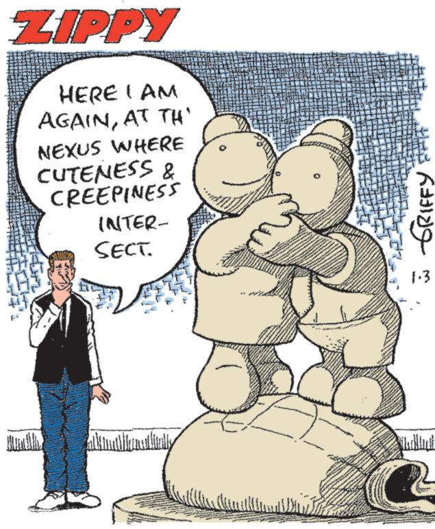 Interaction OCR: ZIPPY HERE I AM AGAINAT TH' NEXUS WHERE CUTENESS & CREEPINESS INTER- SECT. www Boe www. THE RANG 1.3 ZIPPY HERE I AM AGAINAT TH ' NEXUS WHERE CUTENESS & CREEPINESS INTER SECT . www Boe www . THE RANG 1.3