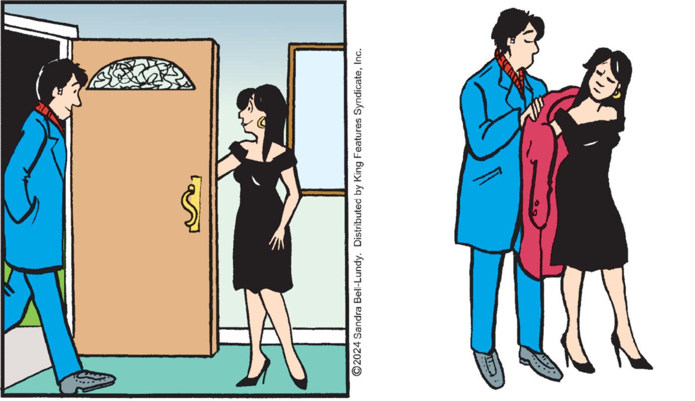 Fashion design OCR: ?2024 Sandra Bell-Lundy. Distributed by King Features SyndicateInc. ?2024 Sandra Bell - Lundy . Distributed by King Features Syndicate