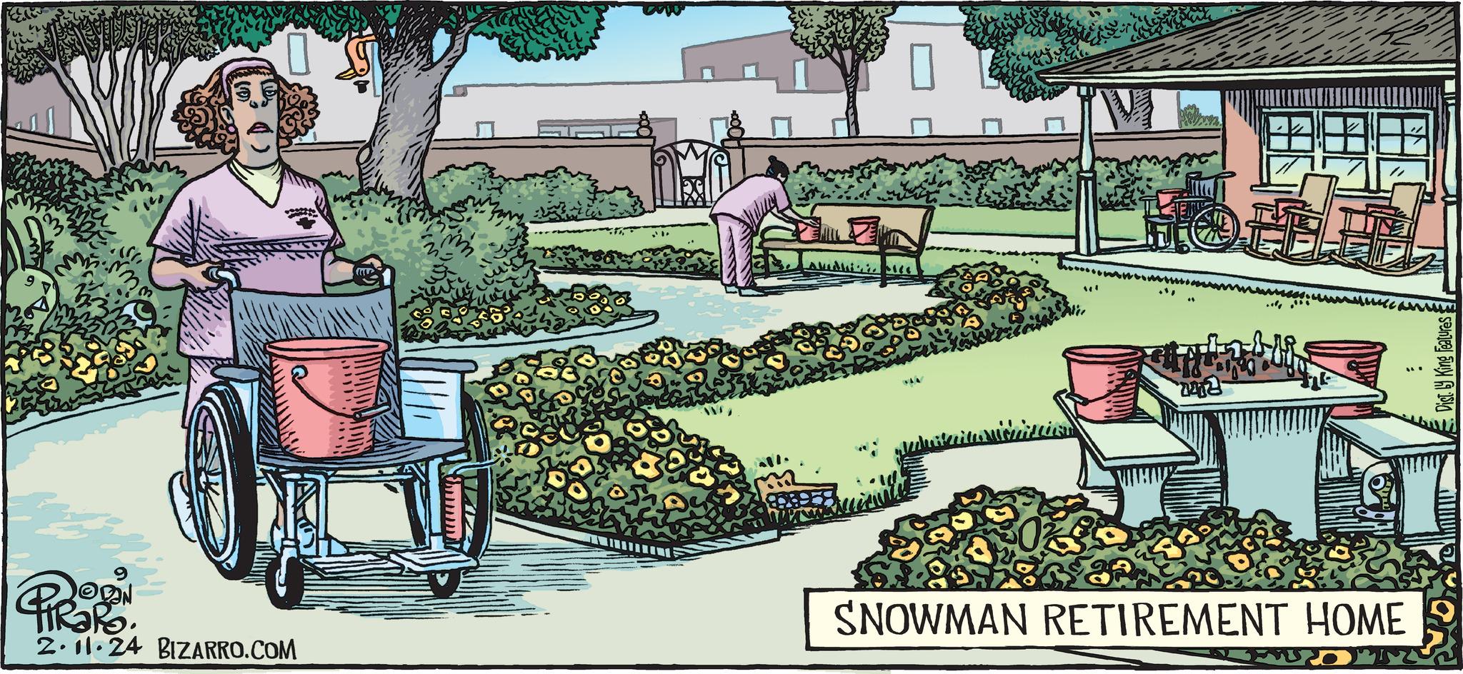 Adaptation OCR: Wi ON traks. 2.11.24 BIZARRO.COM Amdhi'i Ali 142 I : SNOWMAN RETIREMENT HOME sence puty h Wi ON traks . 2.11.24 BIZARRO.COM Amdhi'i Ali 142 I : SNOWMAN RETIREMENT HOME sence puty h