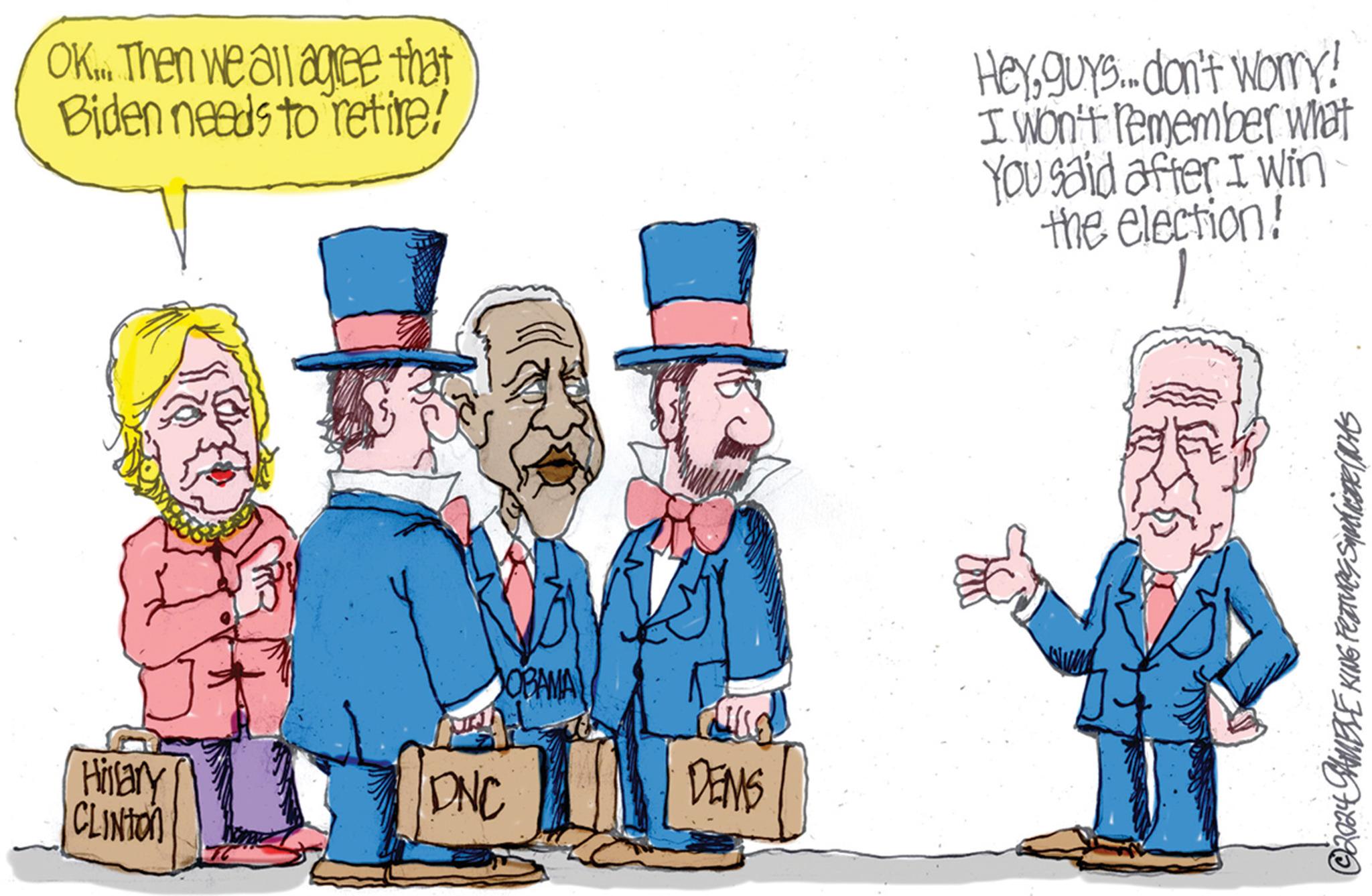 Rectangle OCR: OK... Then we all agree that Biden needs to retire! Hillary CLINTON DOBAMA DNC DENS Heyguys.. don't worry! I won't remember what You said after I win the election! ?2024 SAMELE KING FRAives Squificare (RAS OK ... Then we all agree that Biden needs to retire ! Hillary CLINTON DOBAMA DNC DENS Heyguys .. don't worry ! I won't remember what You said after I win the election ! ?2024 SAMELE KING FRAives Squificare ( RAS