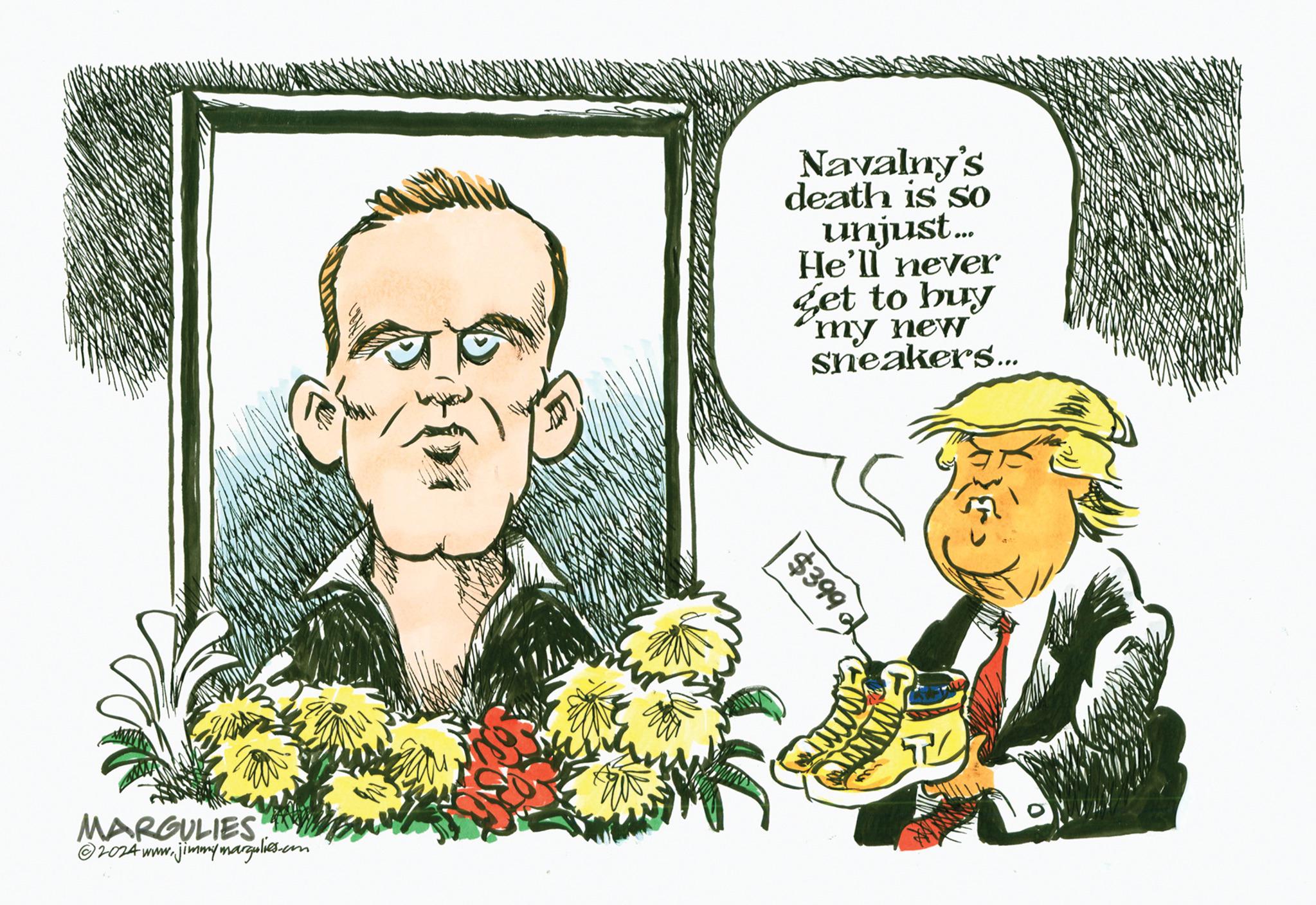 Flower OCR: MARGULIES 2024 www.jimmy/margulies.com Navalny's death is so unjust... He'll never get to buy my new sneakers... $399 CHUTTING MARGULIES 2024 www.jimmy / margulies.com Navalny's death is so unjust ... He'll never get to buy my new sneakers ... $ 399 CHUTTING