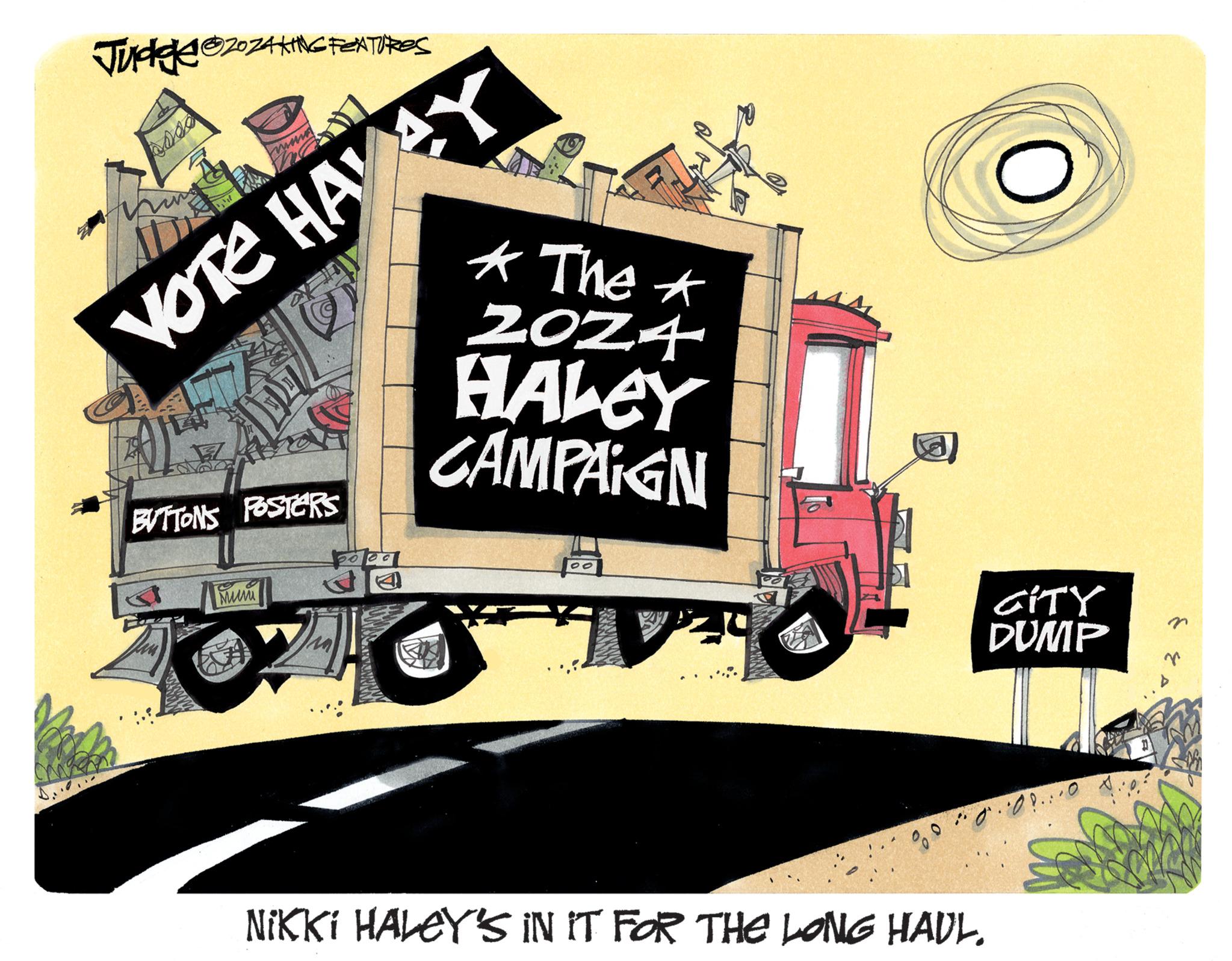 Rolling OCR: Judge ?2024KING FEATURES Asse mine VOTE HAYA Muum A FAL BUTTONS POSTERS The 2024 HALEY CAMPAIGN 00 CITY DUMP 0.0....0 Nikki HALEY'S IN IT FOR THE LONG HAUL. Judge ?2024KING FEATURES Asse mine VOTE HAYA Muum A FAL BUTTONS POSTERS The 2024 HALEY CAMPAIGN 00 CITY DUMP 0.0 .... 0 Nikki HALEY'S IN IT FOR THE LONG HAUL .