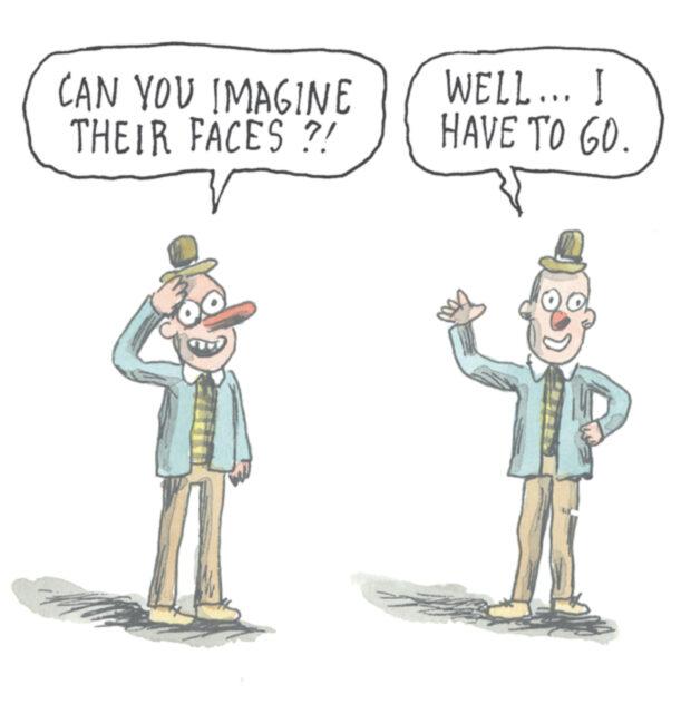Drawing OCR: CAN YOU IMAGINE THEIR FACES ?! 00 WELL... I HAVE TO GO. CAN YOU IMAGINE THEIR FACES ? ! 00 WELL ... I HAVE TO GO .