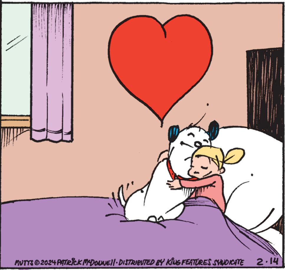 Red OCR: MUTTS © 2024 PATRICK MCDONNE||· DISTRIBUTED BY KING FEATURES SYNDICATE 2.14 MUTTS © 2024 PATRICK MCDONNE || · DISTRIBUTED BY KING FEATURES SYNDICATE 2.14