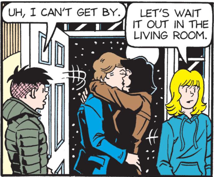 Comic book OCR: UHI CAN'T GET BY. ? www www. LET'S WAIT IT OUT IN THE LIVING ROOM. UHI CAN'T GET BY . ? www www . LET'S WAIT IT OUT IN THE LIVING ROOM .