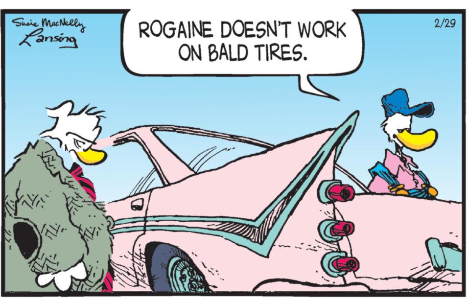Line OCR: Susie MacNelly Lansing Kar 97 2 FIL: ROGAINE DOESN'T WORK ON BALD TIRES. 2/29 Susie MacNelly Lansing Kar 97 2 FIL : ROGAINE DOESN'T WORK ON BALD TIRES . 2/29